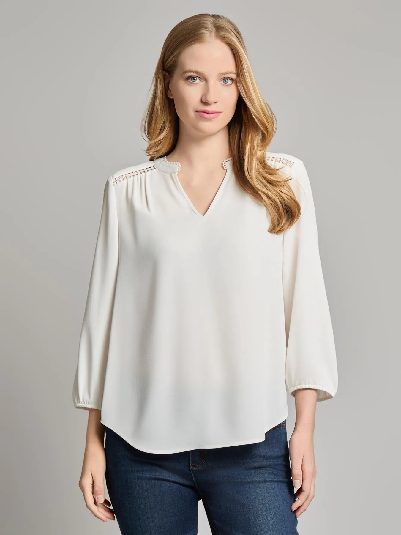 V-Neck Shoulder Trim Blouse sold by Jones New York