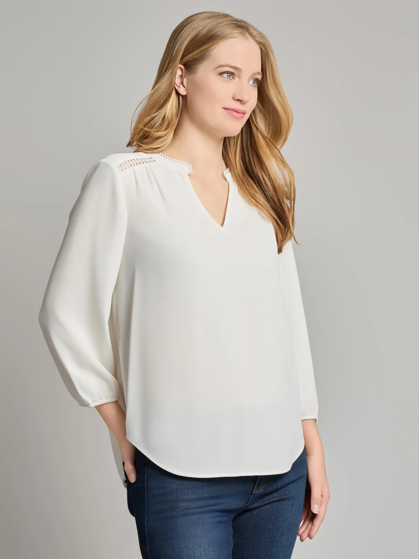 V-Neck Shoulder Trim Blouse sold by Jones New York product image thumbnail 2
