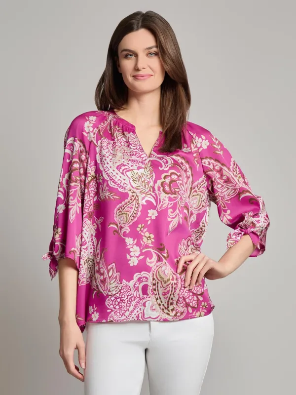 V-Neck Print Tie-Sleeve Blouse sold by Jones New York