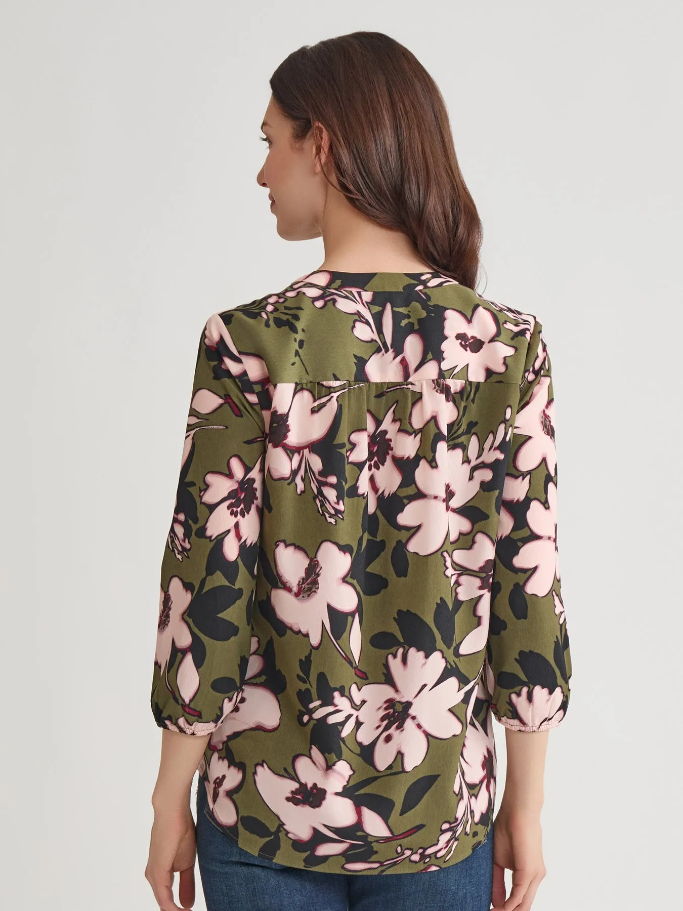 Plus V-Neck Pleated Kelly Blouse sold by Jones New York product image thumbnail 4