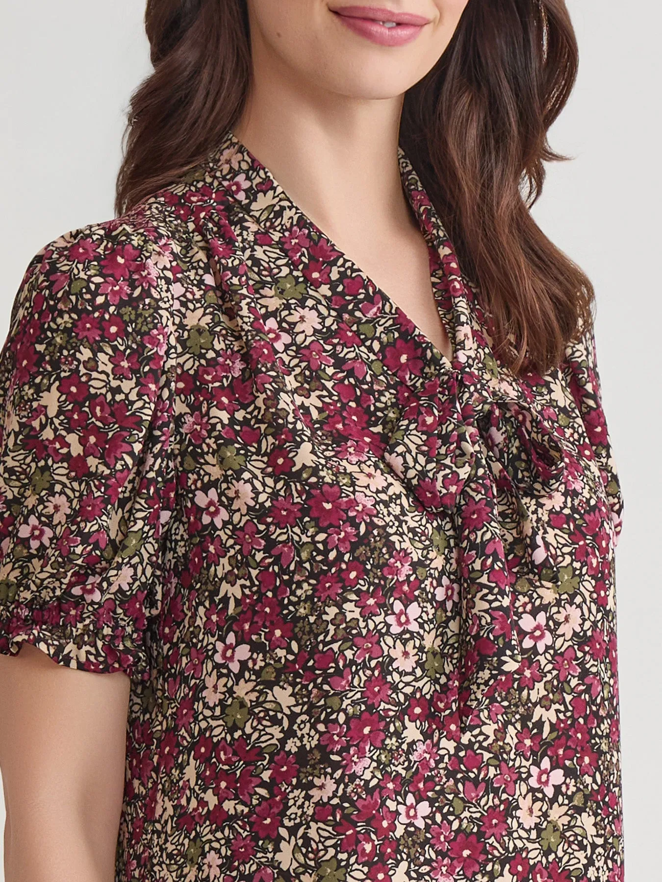 Plus Puff Sleeve Tie Neck Shirt sold by Jones New York product image thumbnail 3