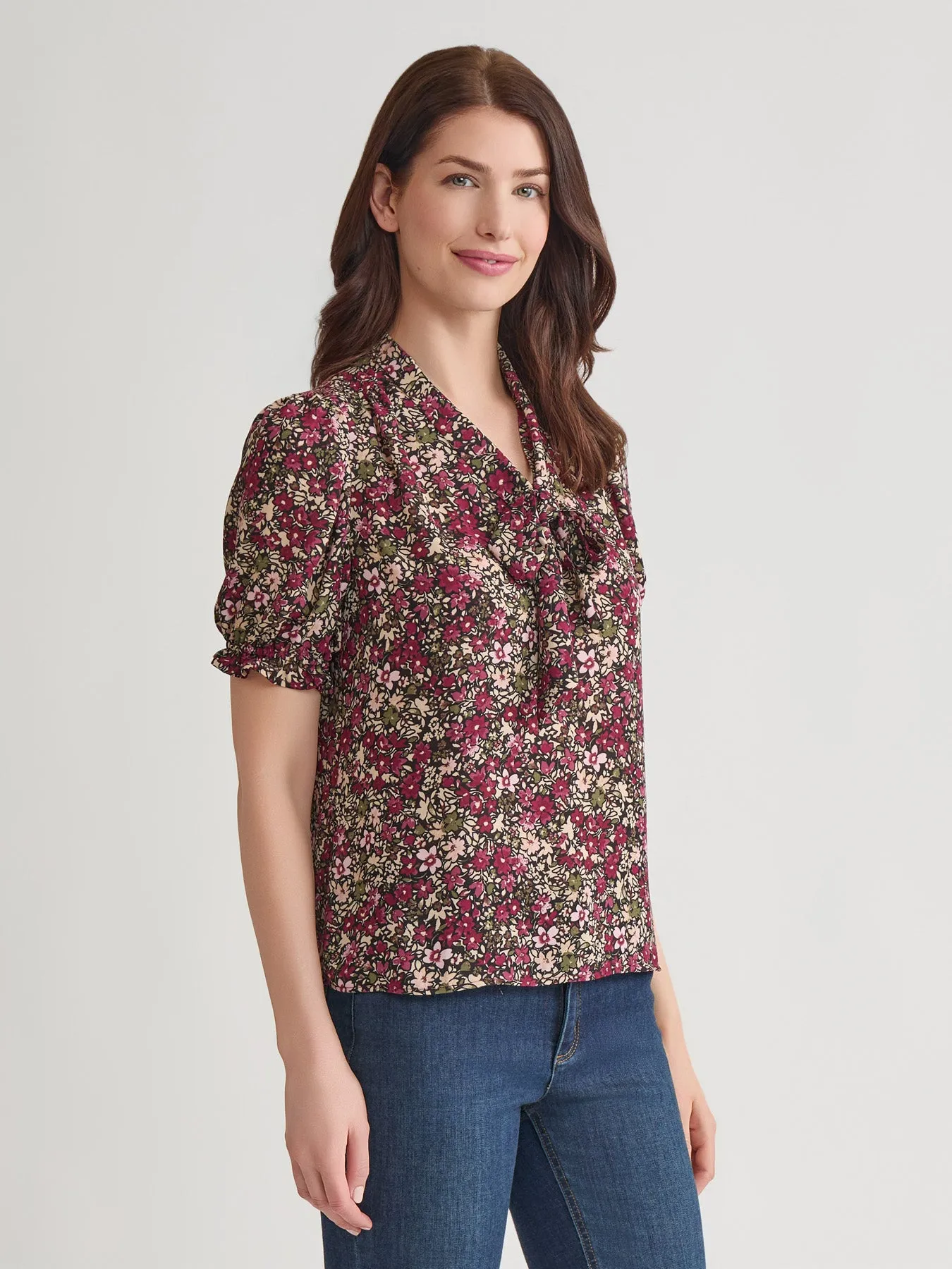 Plus Puff Sleeve Tie Neck Shirt sold by Jones New York product image thumbnail 2