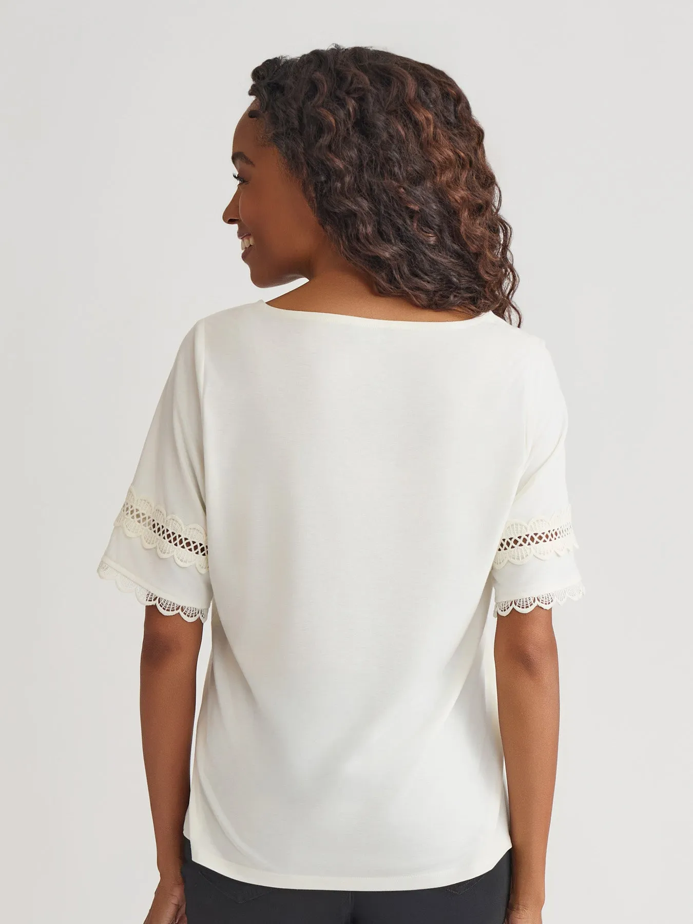 Elbow Sleeve Trim Top, Cotton Elastane sold by Jones New York product image thumbnail 3