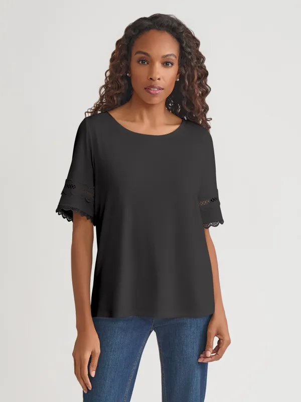 Elbow Sleeve Trim Top, Cotton Elastane sold by Jones New York