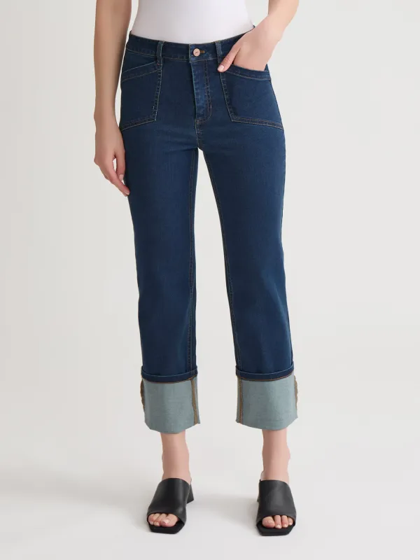 Petite Deep Cuff Straight Leg Denim, Westpoint Wash sold by Jones New York