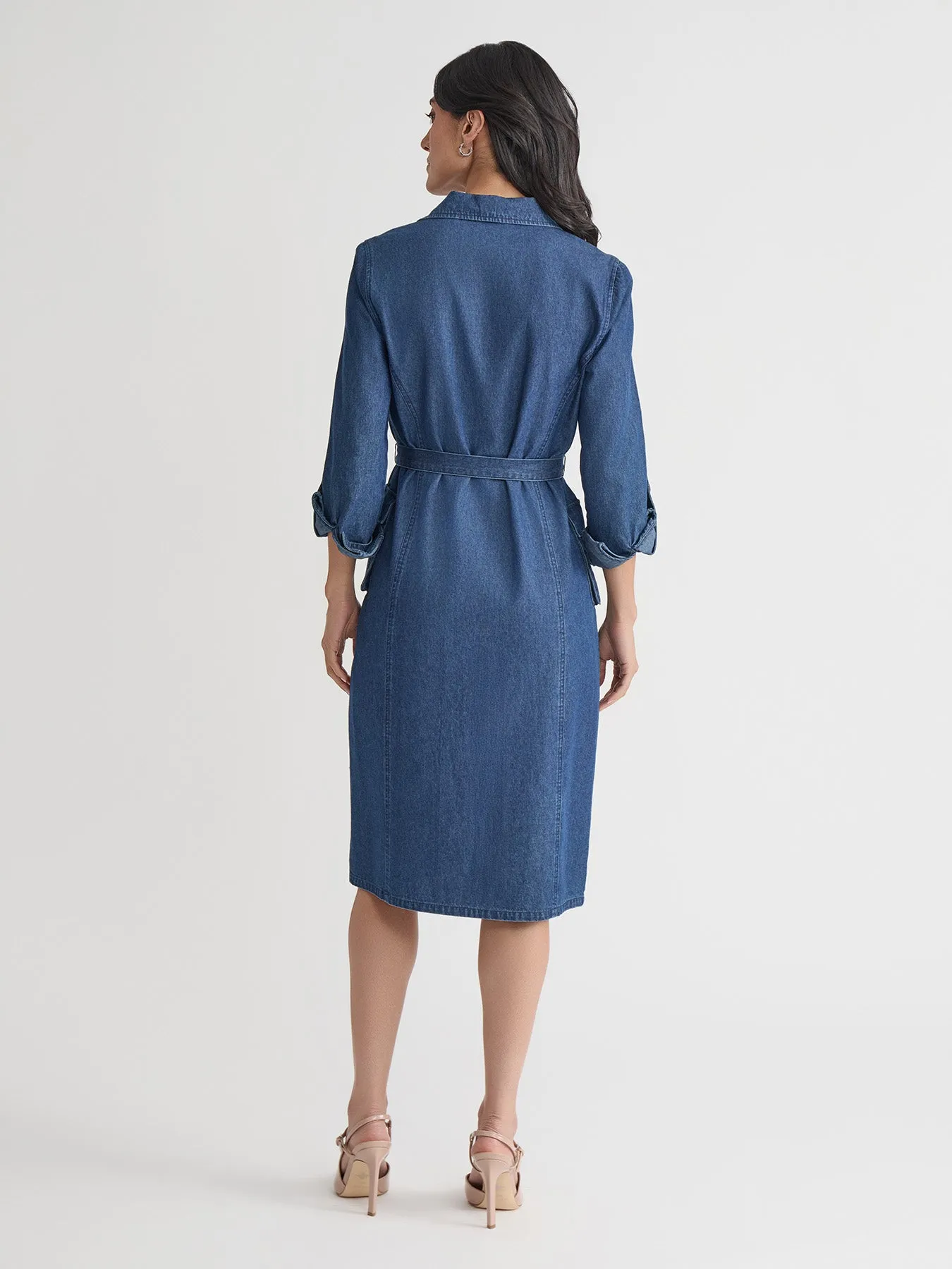 Cargo Pocket Shirt Dress, Chambray sold by Jones New York product image thumbnail 4