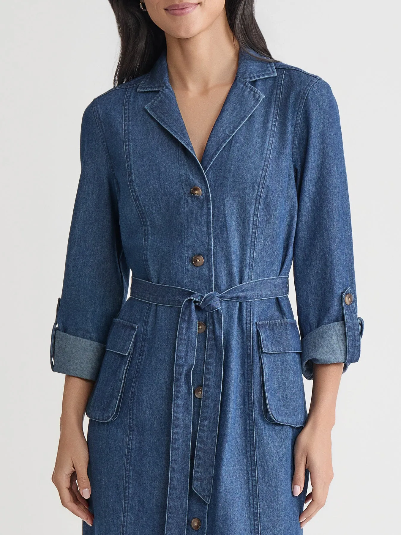 Cargo Pocket Shirt Dress, Chambray sold by Jones New York product image thumbnail 2