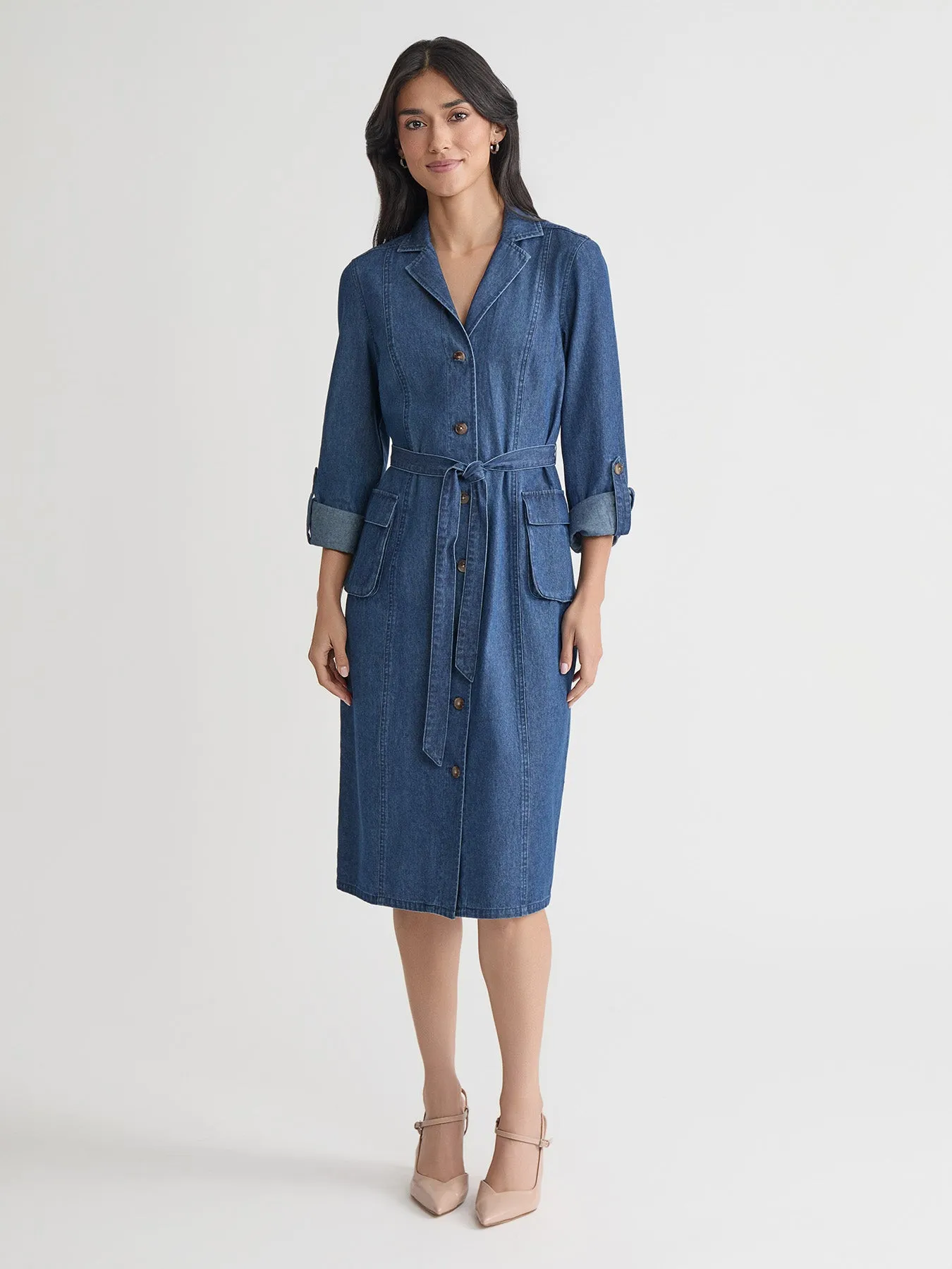 Petite Cargo Pocket Shirt Dress, Chambray sold by Jones New York