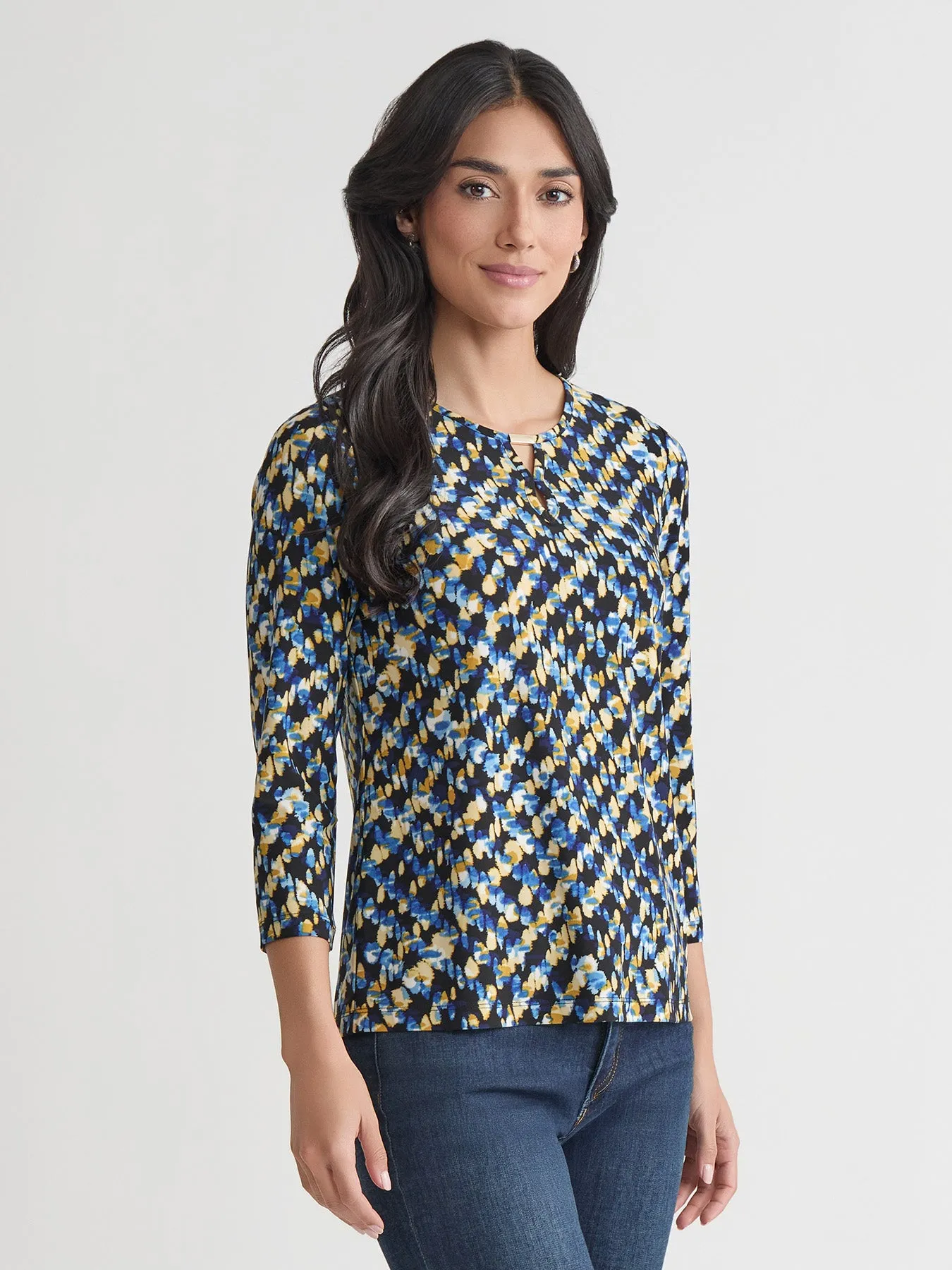 Petite Keyhole Noodle Top, Printed Everyday Knit sold by Jones New York product image thumbnail 2