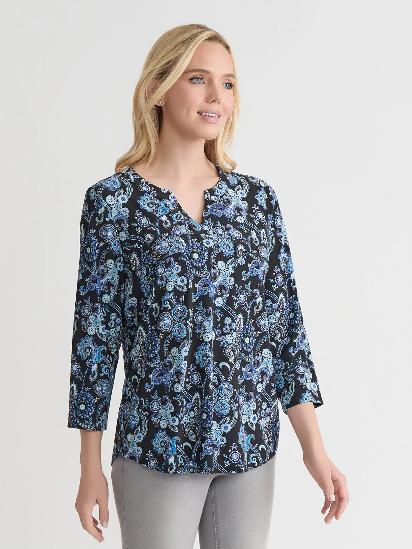 Quarter Sleeve Top, Printed Everyday Knit sold by Jones New York product image thumbnail 2