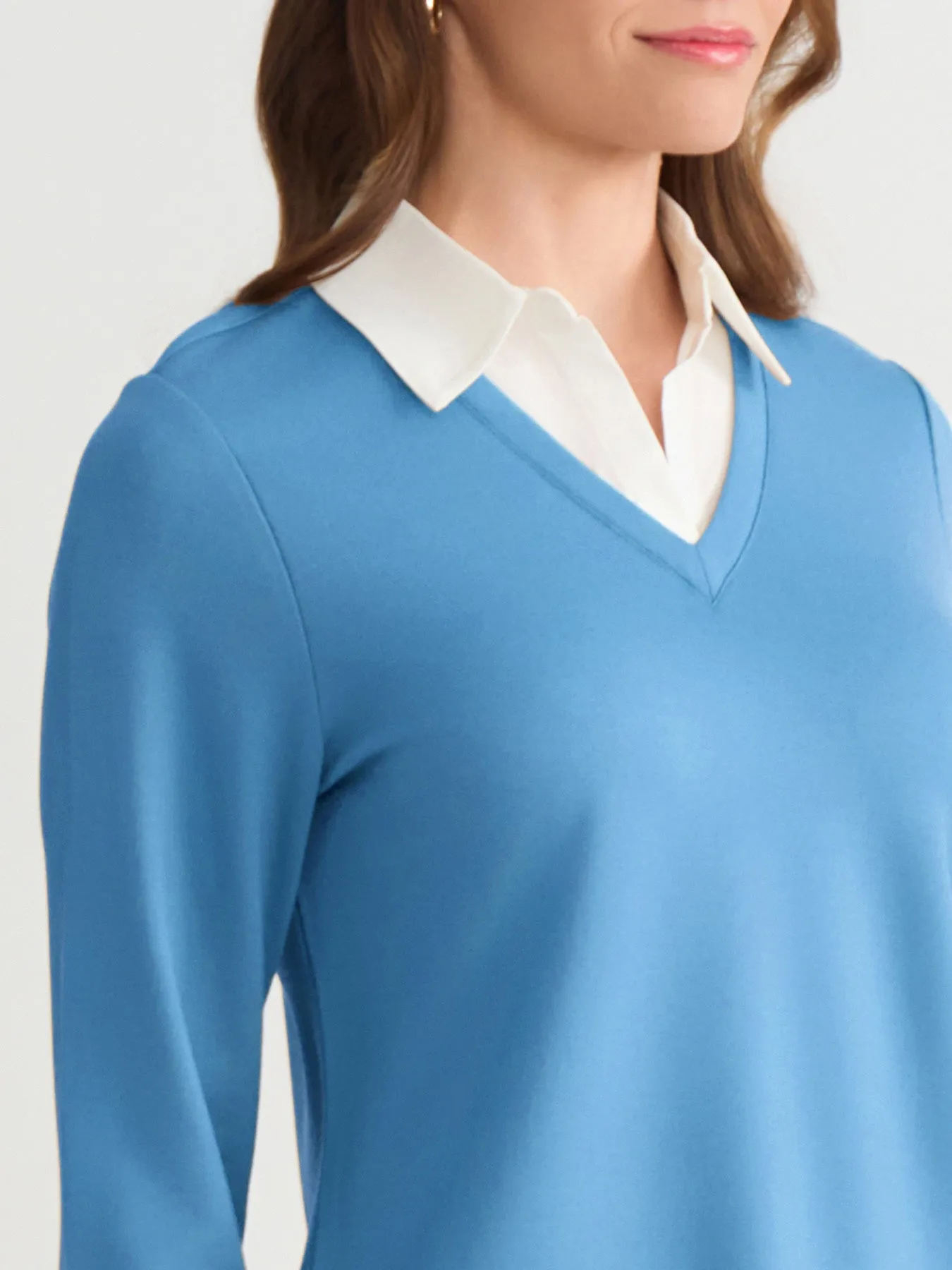 V-Neck Twofer, Serenity Knit Poplin sold by Jones New York product image thumbnail 2