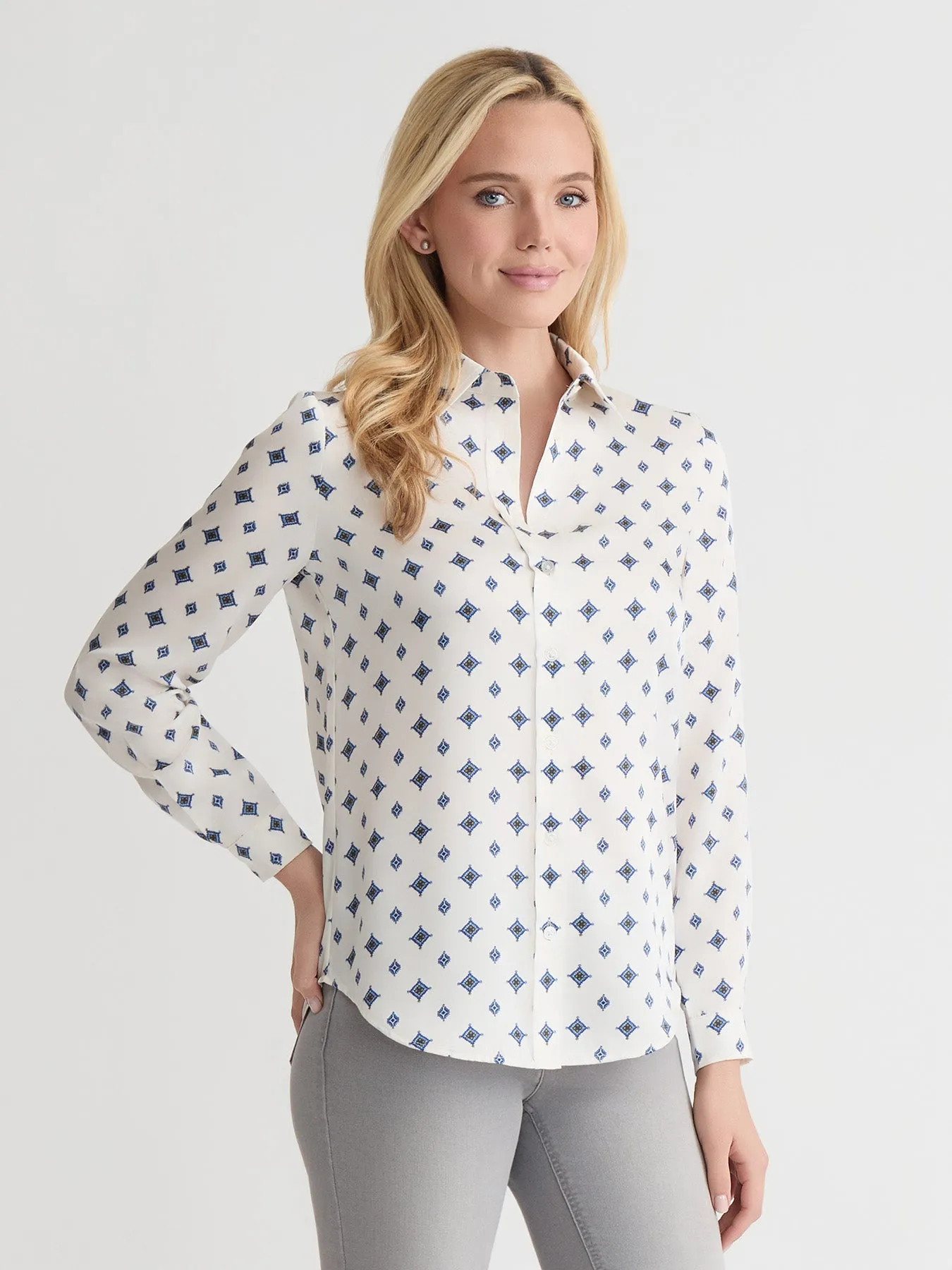 Button Down Blouse, Satin Twill sold by Jones New York product image thumbnail 2