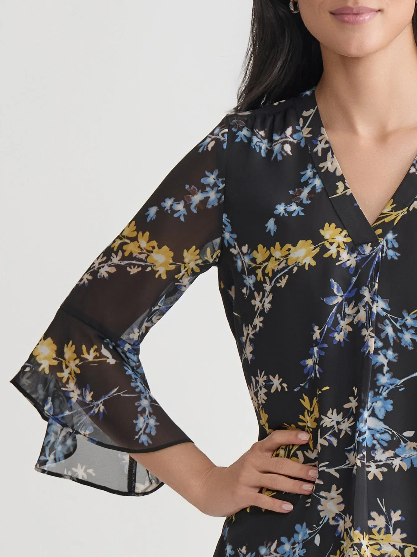 Flutter Sleeve Kelly Blouse, Jones Black Multi sold by Jones New York product image thumbnail 3