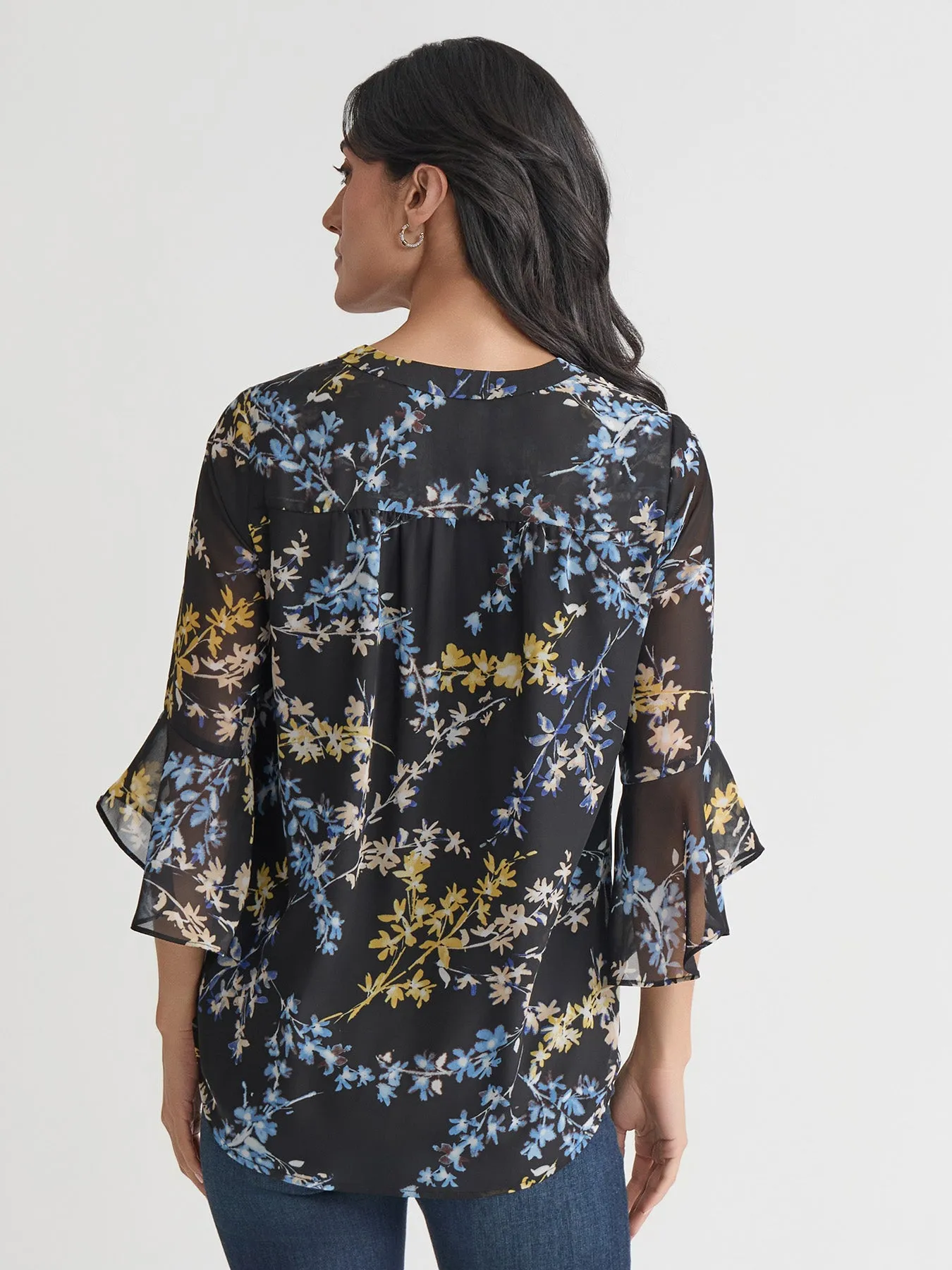 Flutter Sleeve Kelly Blouse, Jones Black Multi sold by Jones New York product image thumbnail 4
