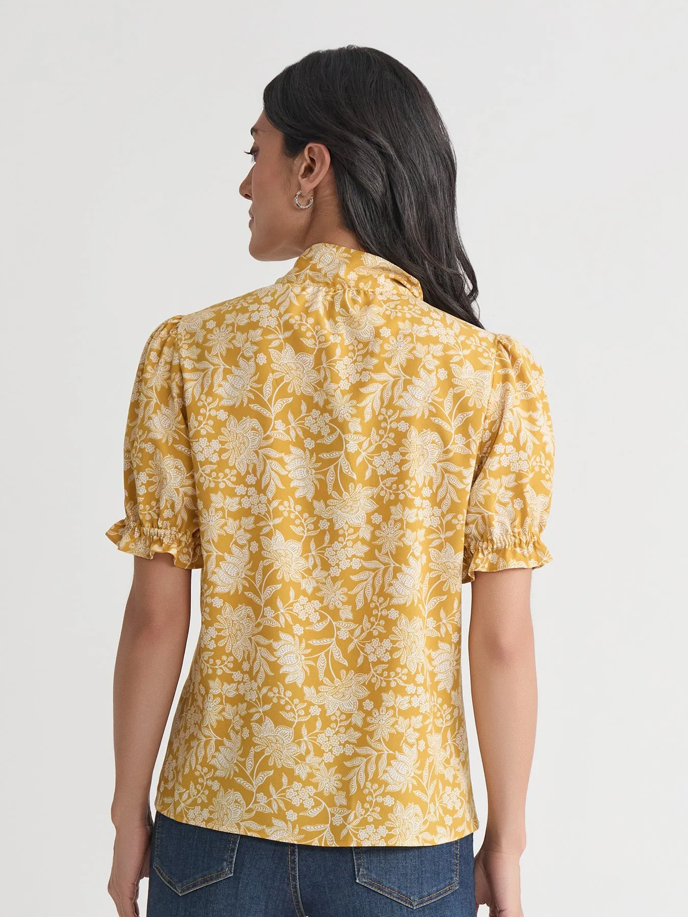 Petite Tie Neck Shirt, Printed Crepe de Chine sold by Jones New York product image thumbnail 4