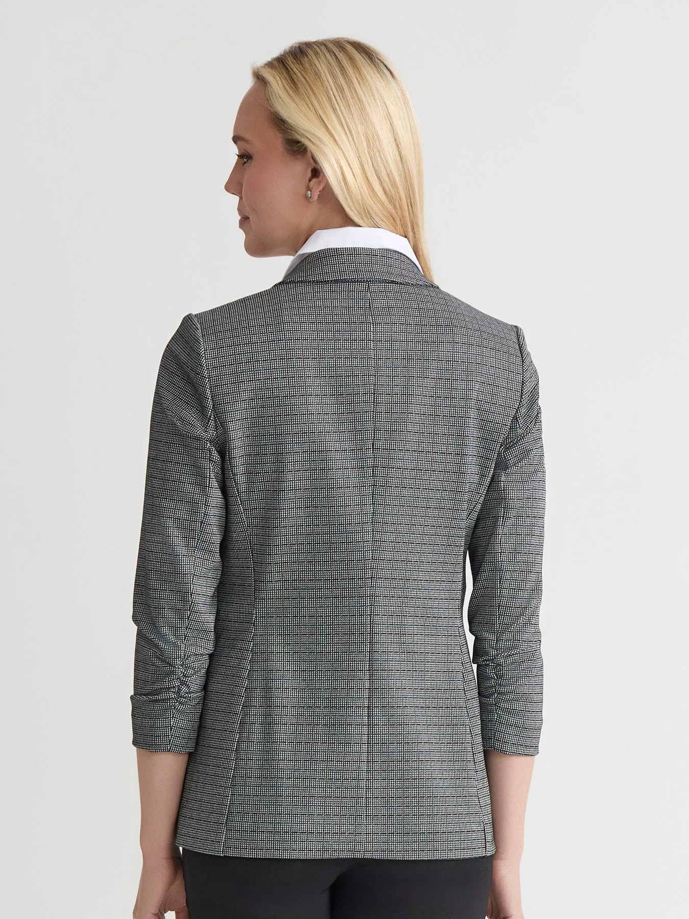 Rouched Sleeve Notch Collar Jacket, Check Jacquard sold by Jones New York product image thumbnail 5