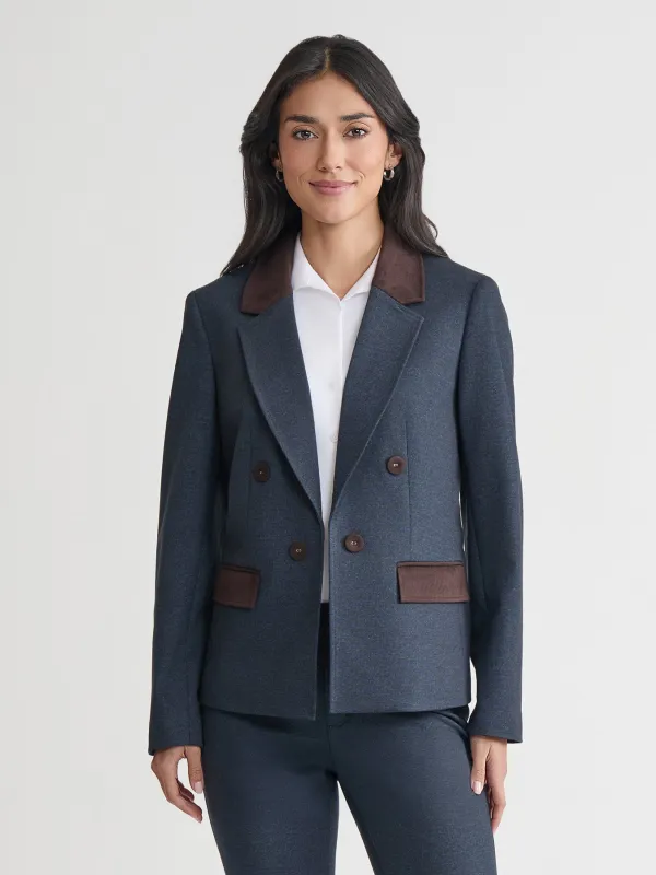 Petite Faux Double Breasted Jacket, Scuba Suede sold by Jones New York