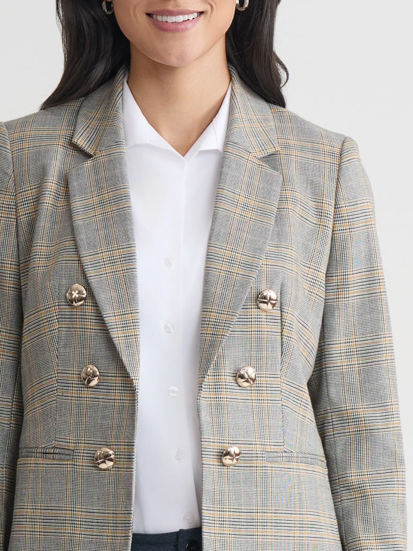 Faux Double Breasted Jacket, Glen Plaid sold by Jones New York product image thumbnail 4