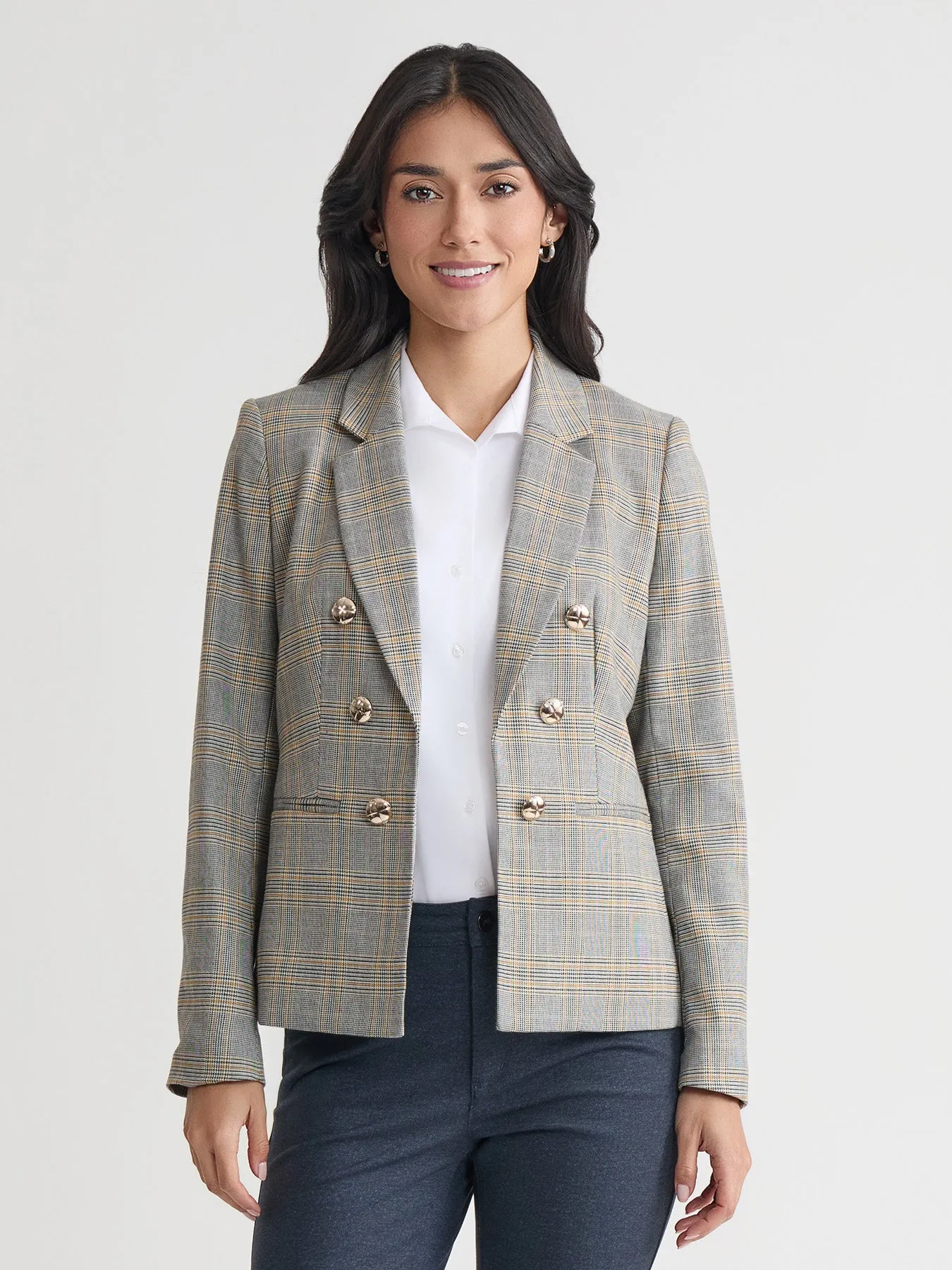 Faux Double Breasted Jacket, Glen Plaid sold by Jones New York product image thumbnail 2