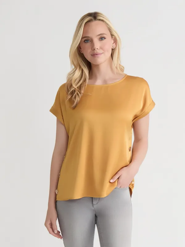 Side Button Blouse, Hammered Satin sold by Jones New York