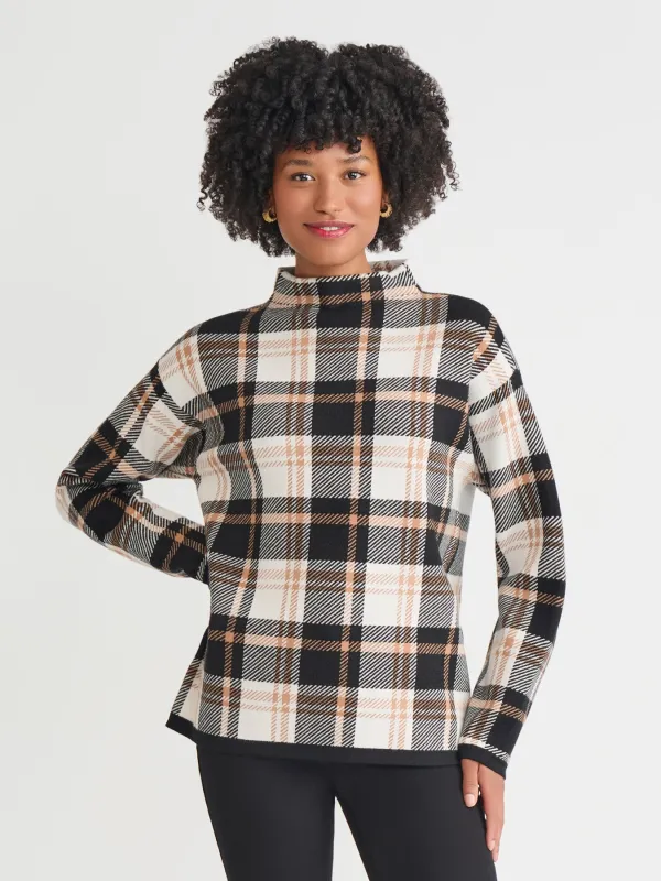 Plaid Funnel Neck Sweater sold by Jones New York