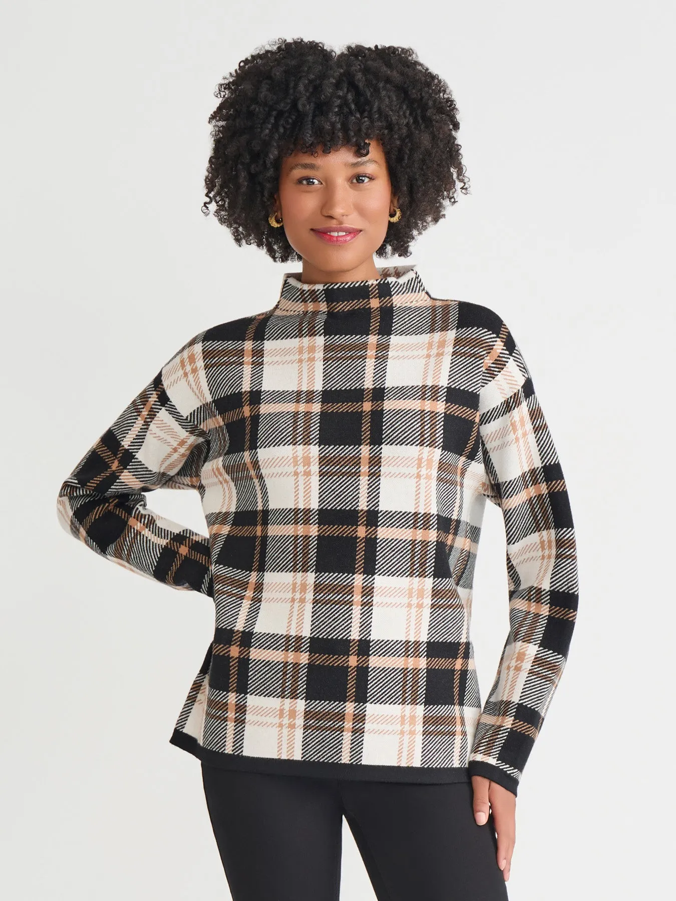Plaid Funnel Neck Sweater sold by Jones New York