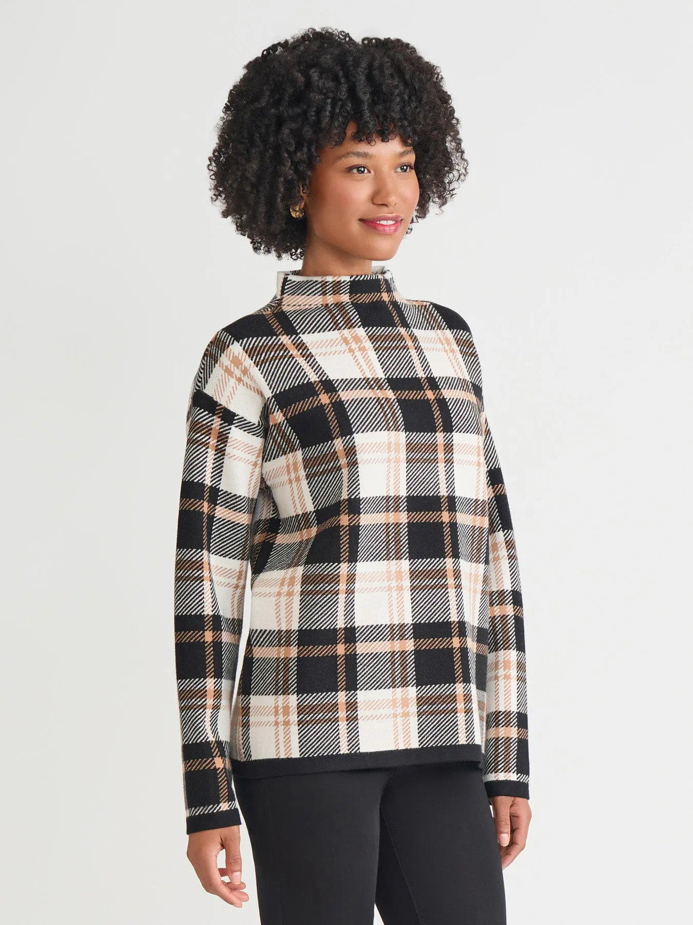 Plaid Funnel Neck Sweater sold by Jones New York product image thumbnail 2