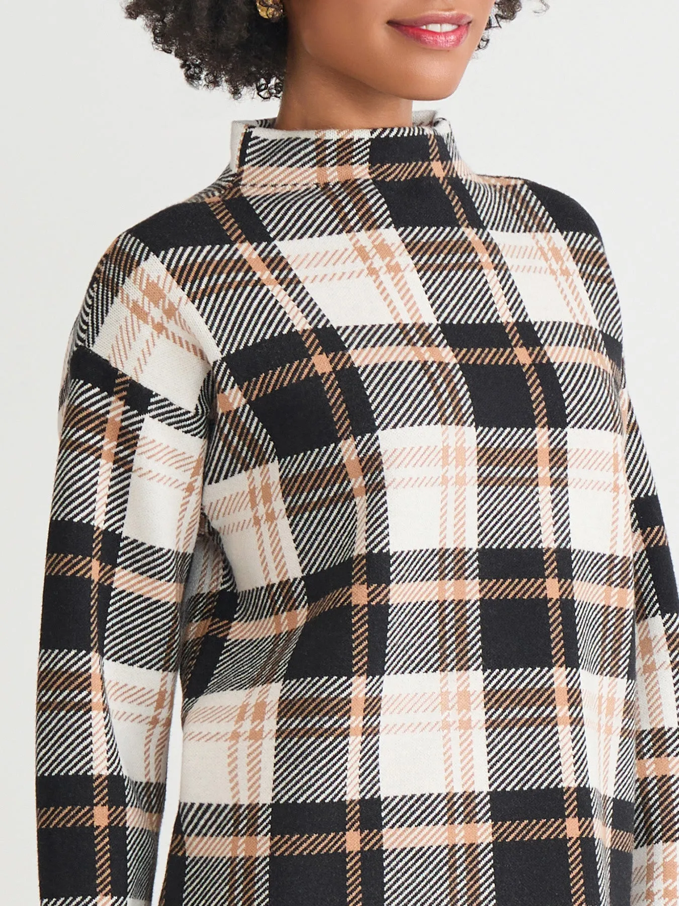 Plaid Funnel Neck Sweater sold by Jones New York product image thumbnail 3