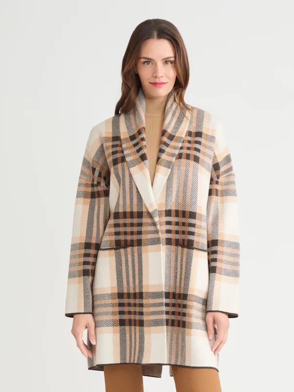 Wide Lapel Plaid Coatigan made by Jones New York