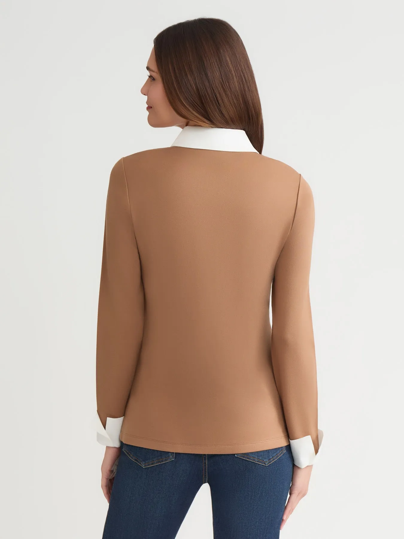 Plus Collared Shirt V-Neck Two-Fer Top, Serenity Knit sold by Jones New York product image thumbnail 4