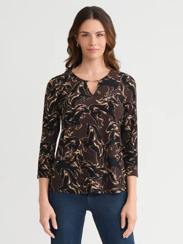 Keyhole Neck Print Pullover Top sold by Jones New York