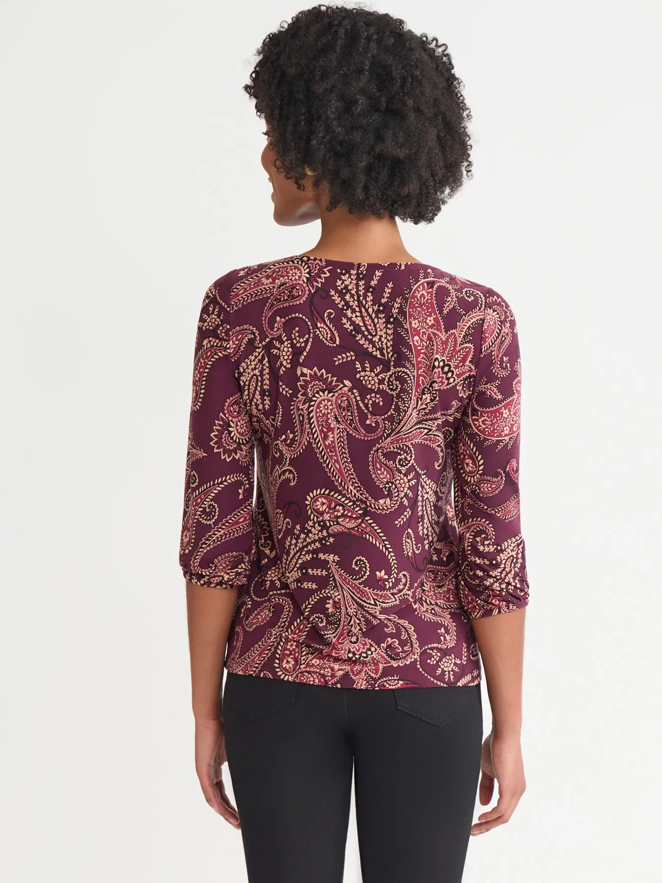 Petite Printed Moss Crepe Puff Sleeve Top sold by Jones New York product image thumbnail 4