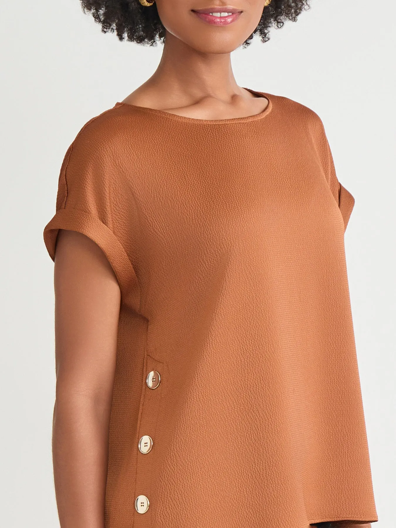 Side Button Blouse, Jasper Crepe sold by Jones New York product image thumbnail 3