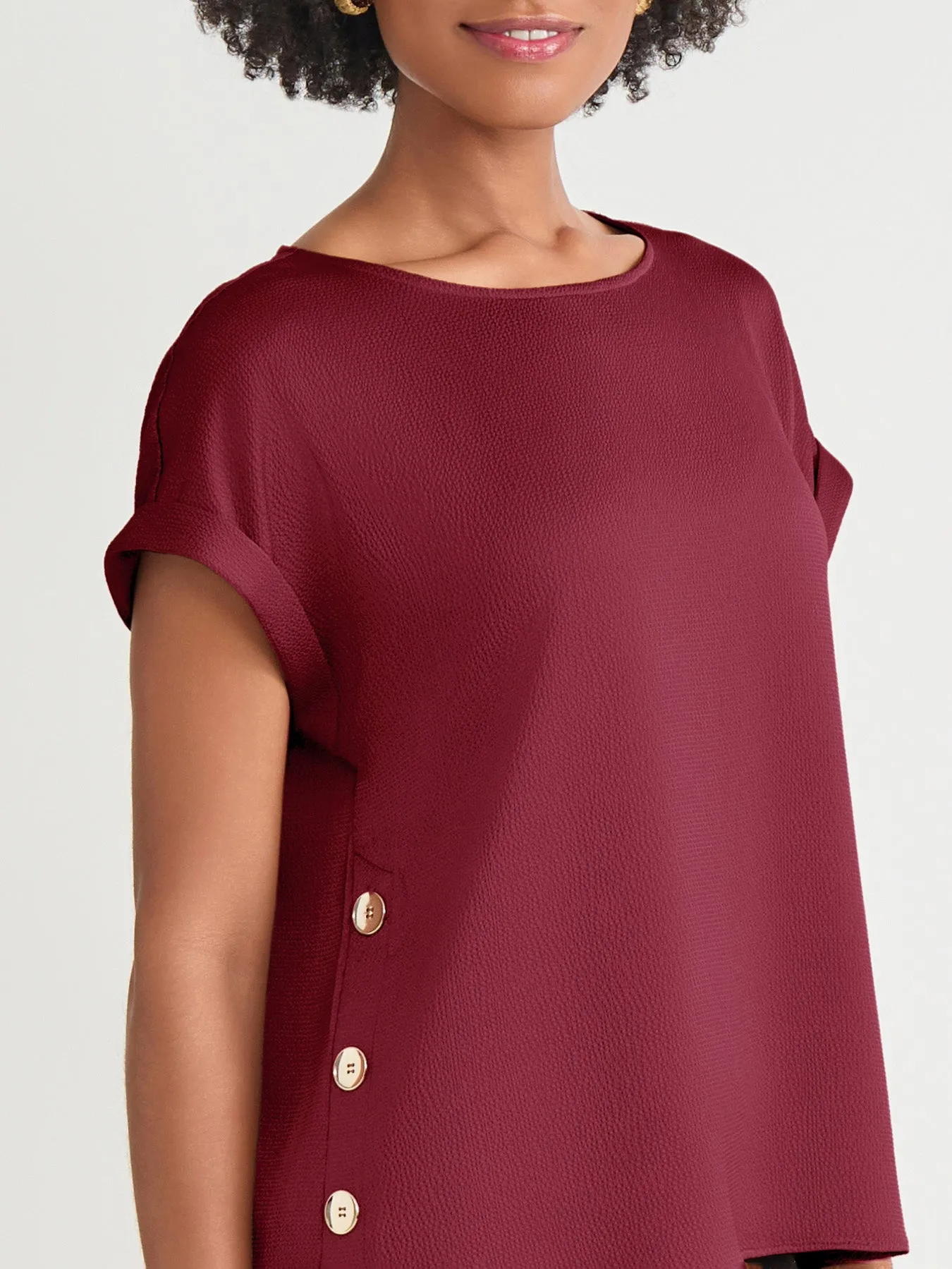 Side Button Blouse, Jasper Crepe sold by Jones New York product image thumbnail 3