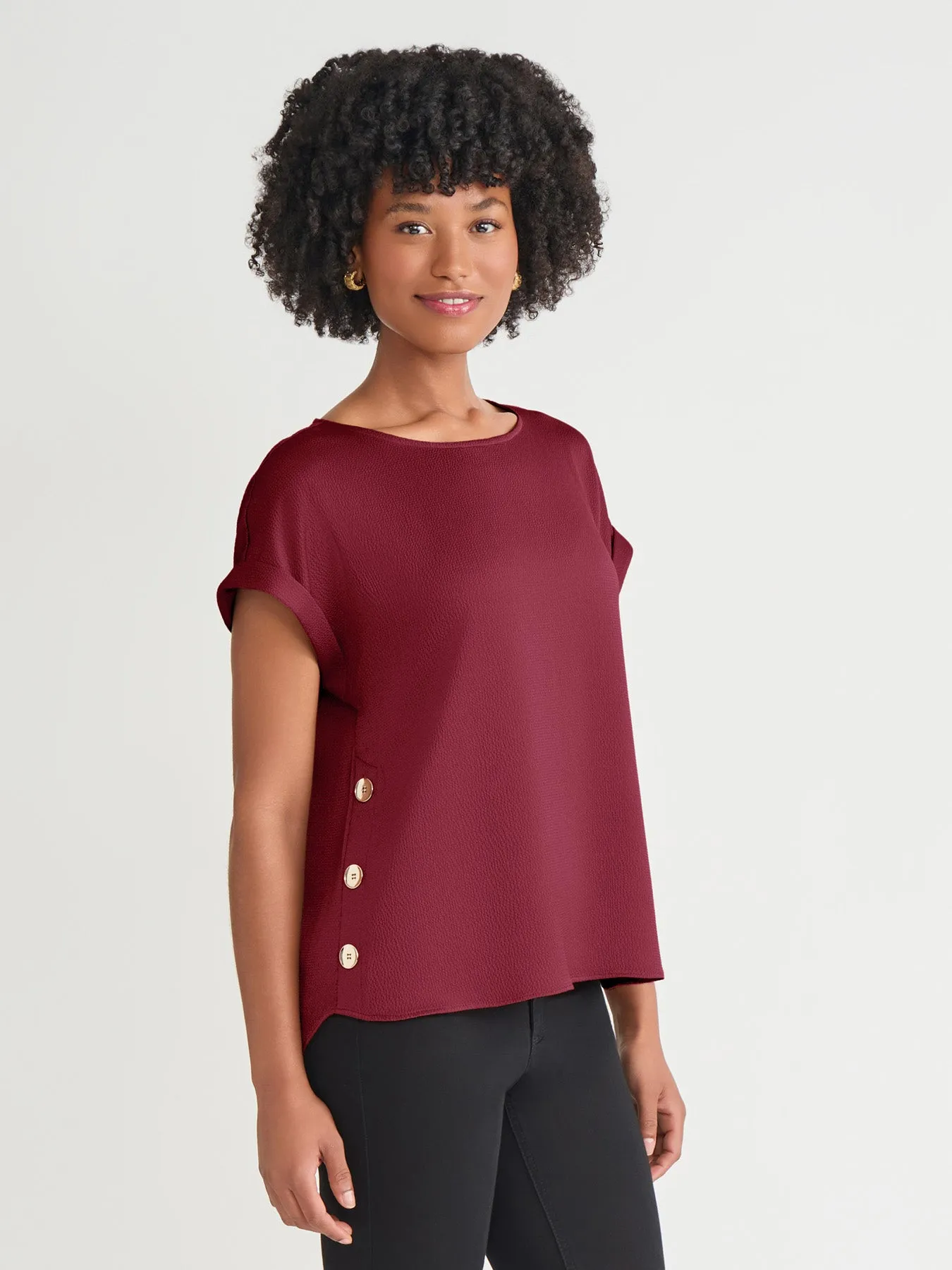 Side Button Blouse, Jasper Crepe sold by Jones New York product image thumbnail 2