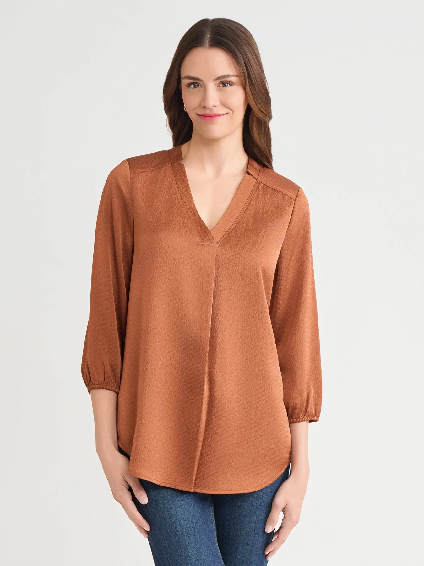 Kelly Blouse, Hammered Satin sold by Jones New York