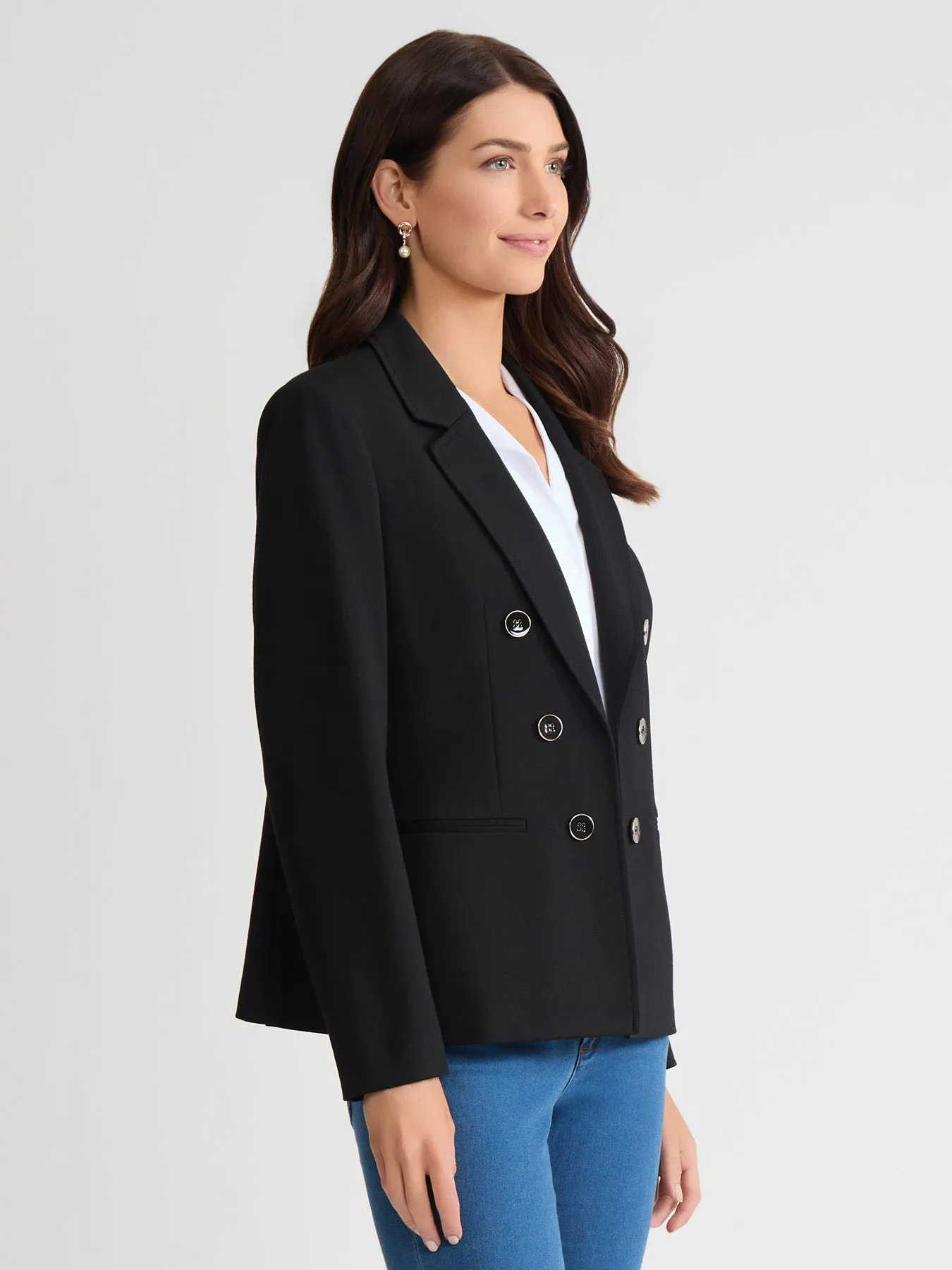 Petite Faux Double Breasted Jacket, Modern Compression sold by Jones New York product image thumbnail 3