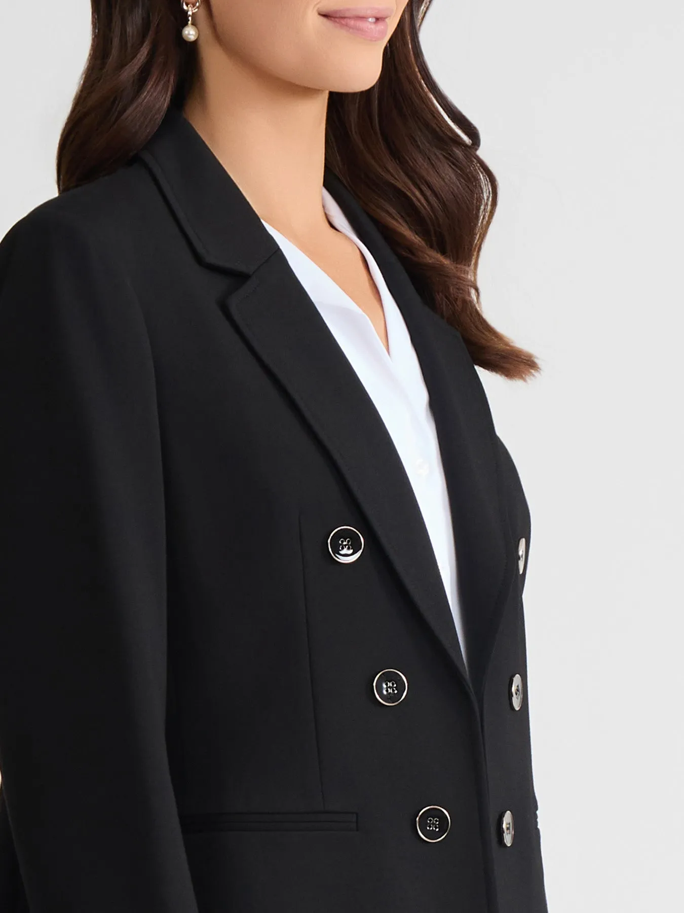 Petite Faux Double Breasted Jacket, Modern Compression sold by Jones New York product image thumbnail 2