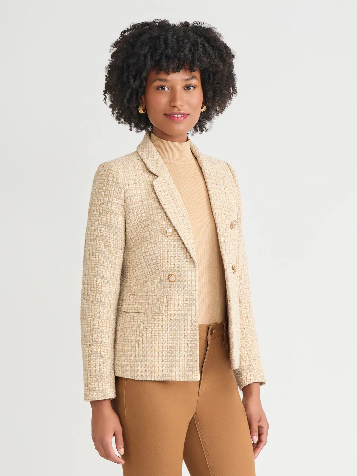 Petite Faux Double Breasted Blazer, Tweed sold by Jones New York product image thumbnail 2