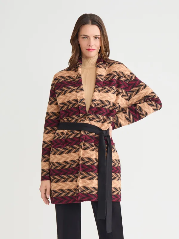 Chevron Belted Cardigan made by Jones New York