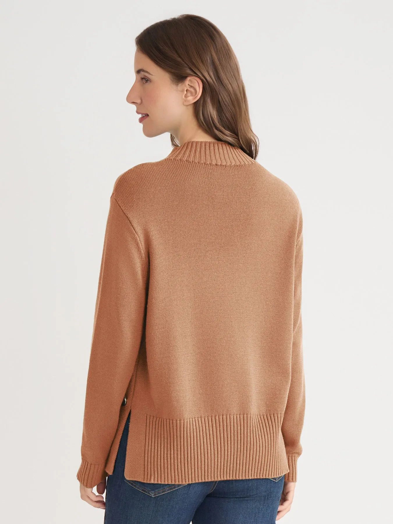 Side Button Sweater Mock Neck Sweater sold by Jones New York product image thumbnail 5