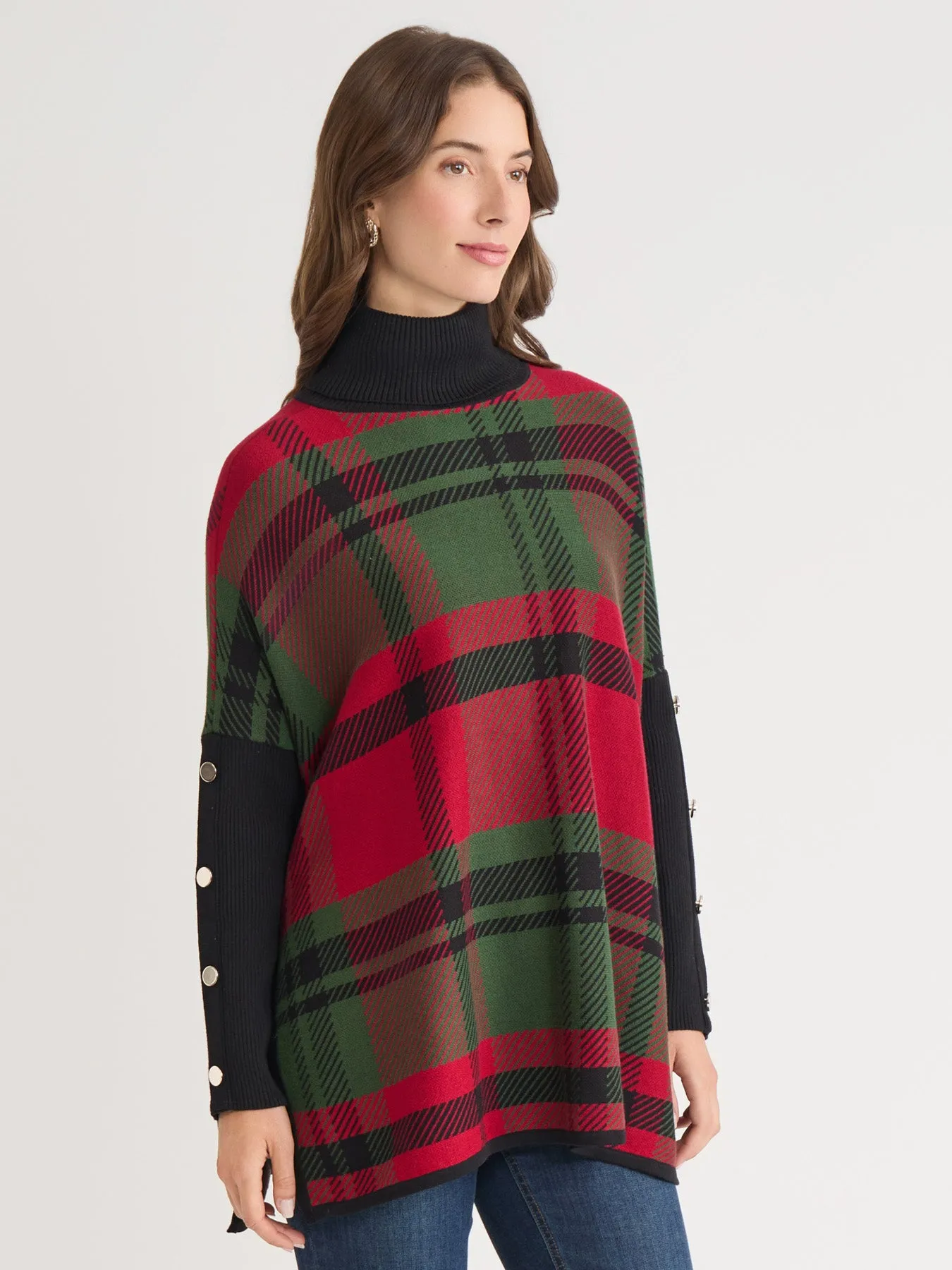 Plus Plaid Turtle Neck Poncho sold by Jones New York product image thumbnail 3