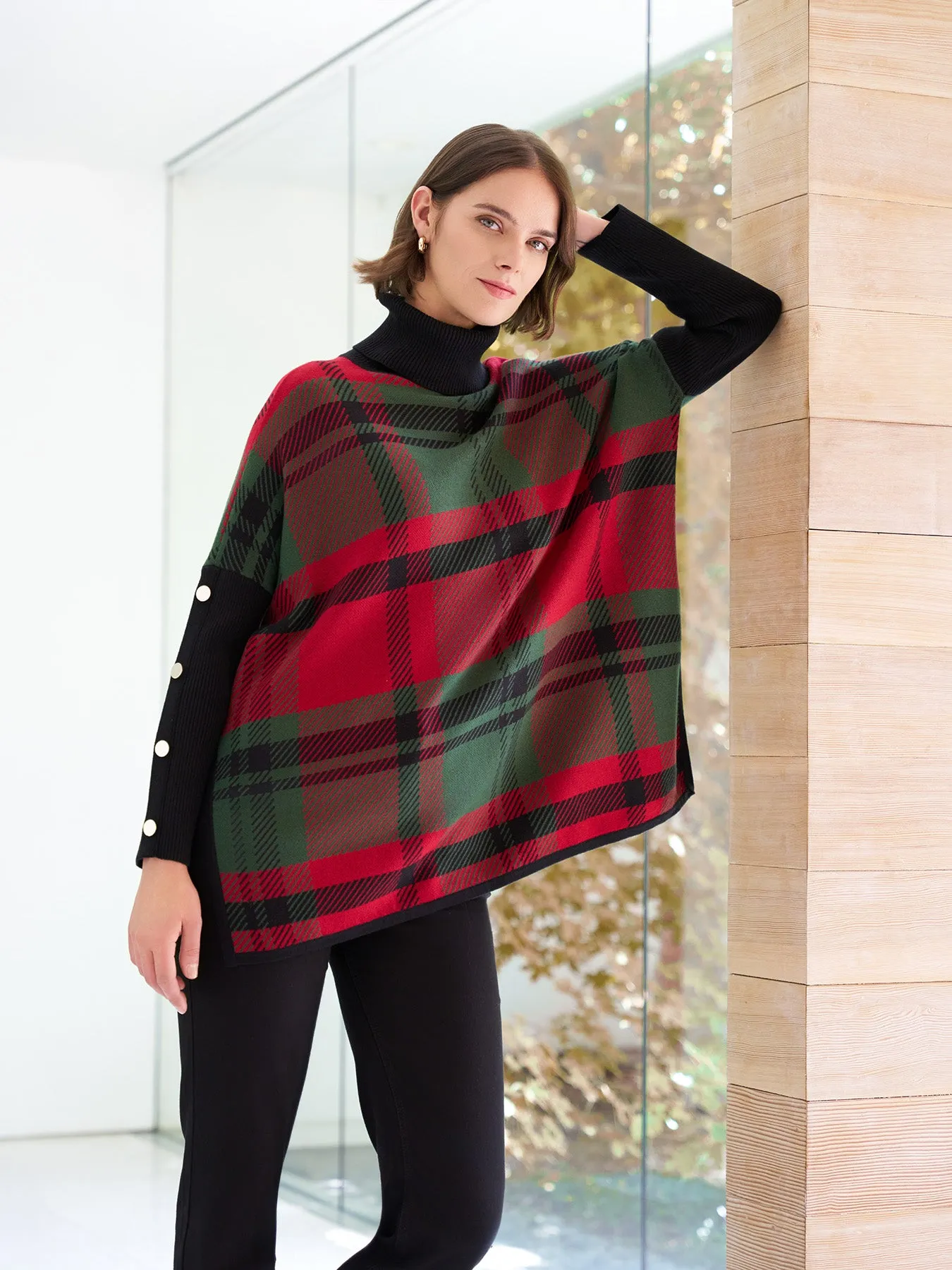 Plaid Turtle Neck Poncho sold by Jones New York product image thumbnail 5