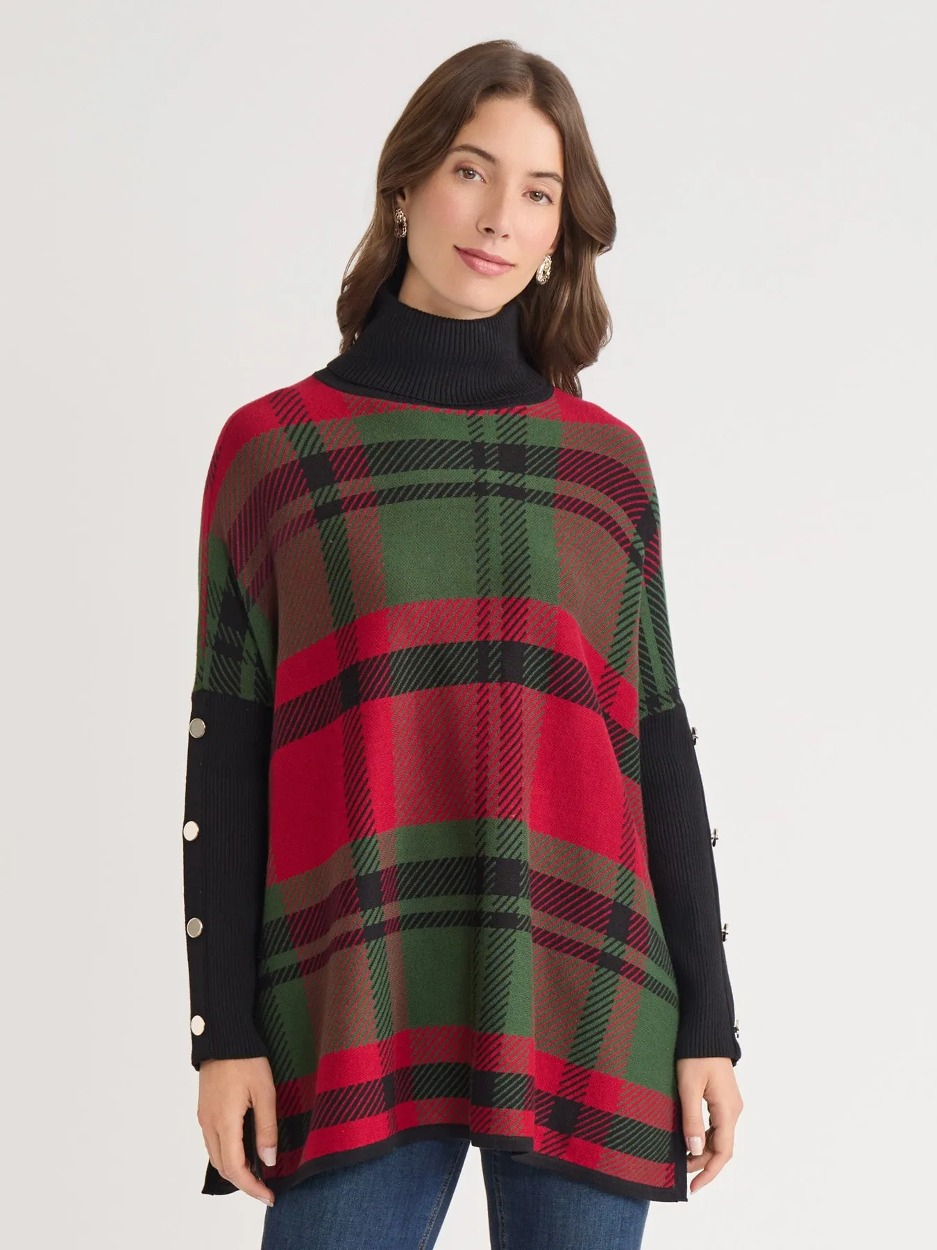 Plaid Turtle Neck Poncho sold by Jones New York
