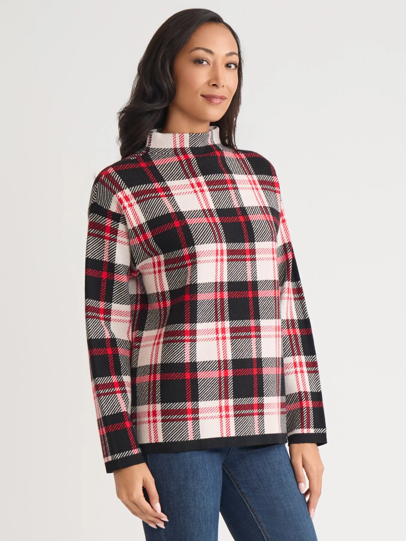 Plaid Funnel Neck Sweater sold by Jones New York product image thumbnail 2