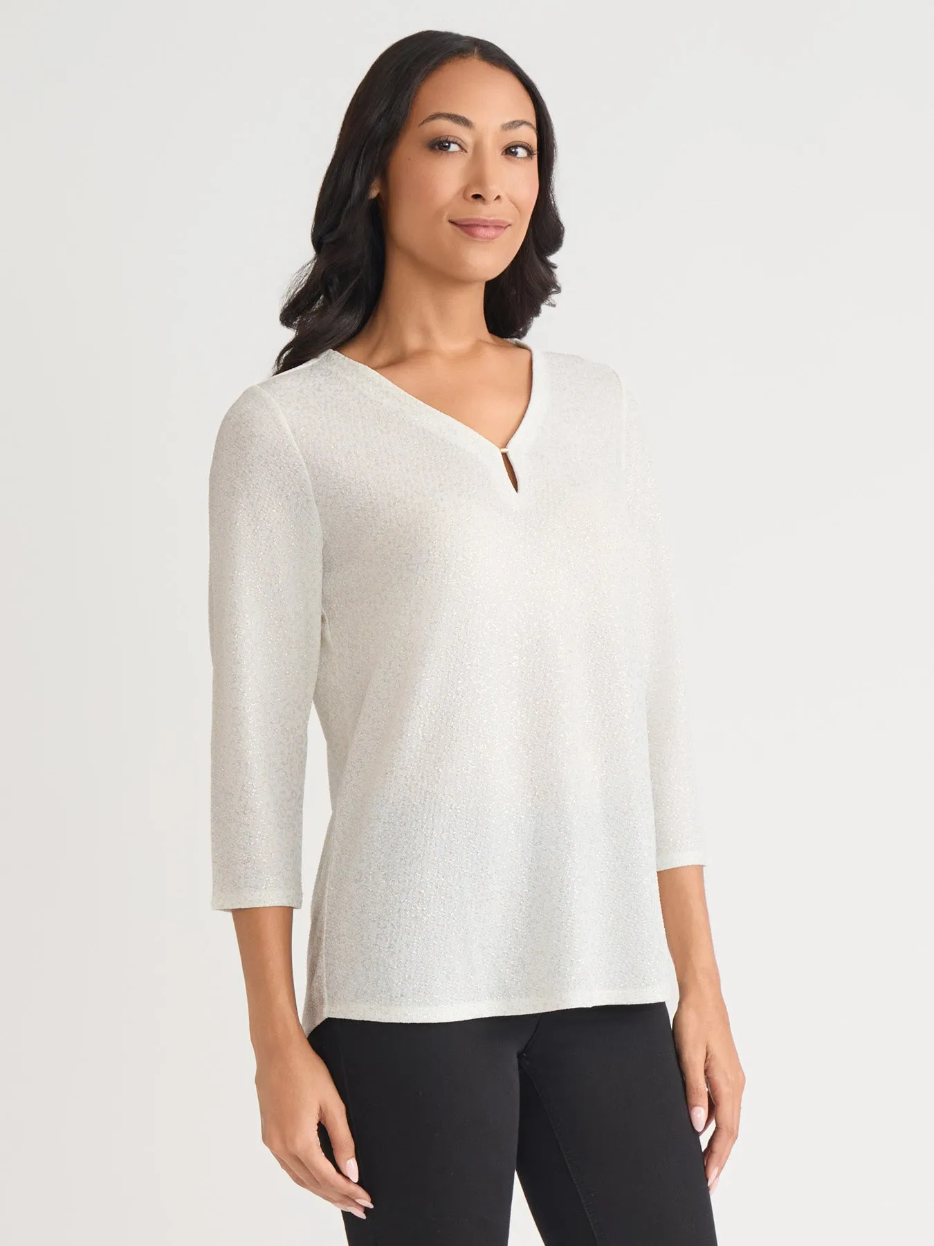 Petite Shimmer Keyhole Neckline Top sold by Jones New York product image thumbnail 2