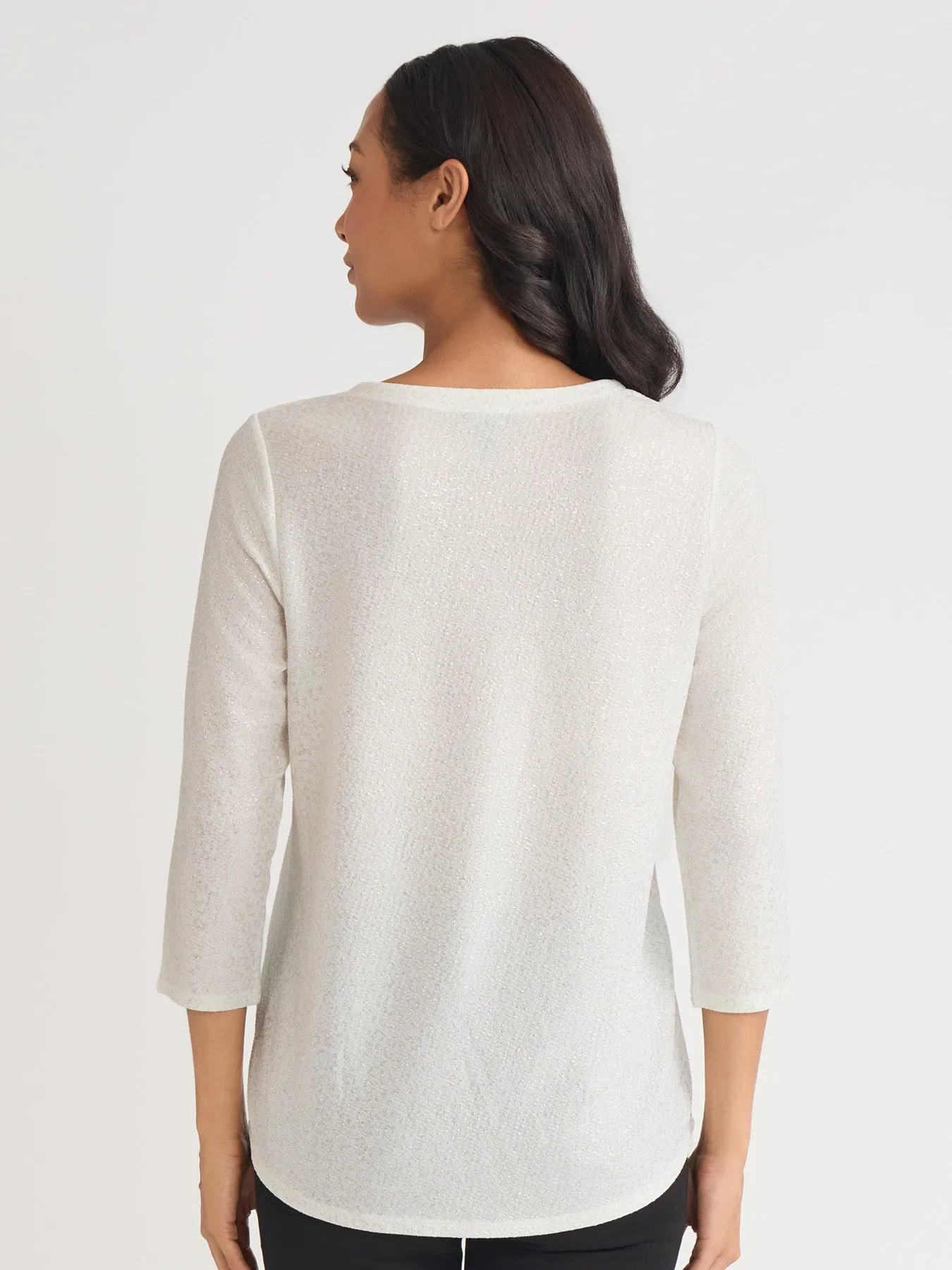 Petite Shimmer Keyhole Neckline Top sold by Jones New York product image thumbnail 3