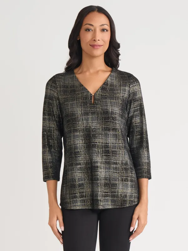 Petite Shimmer Keyhole Neckline Top sold by Jones New York