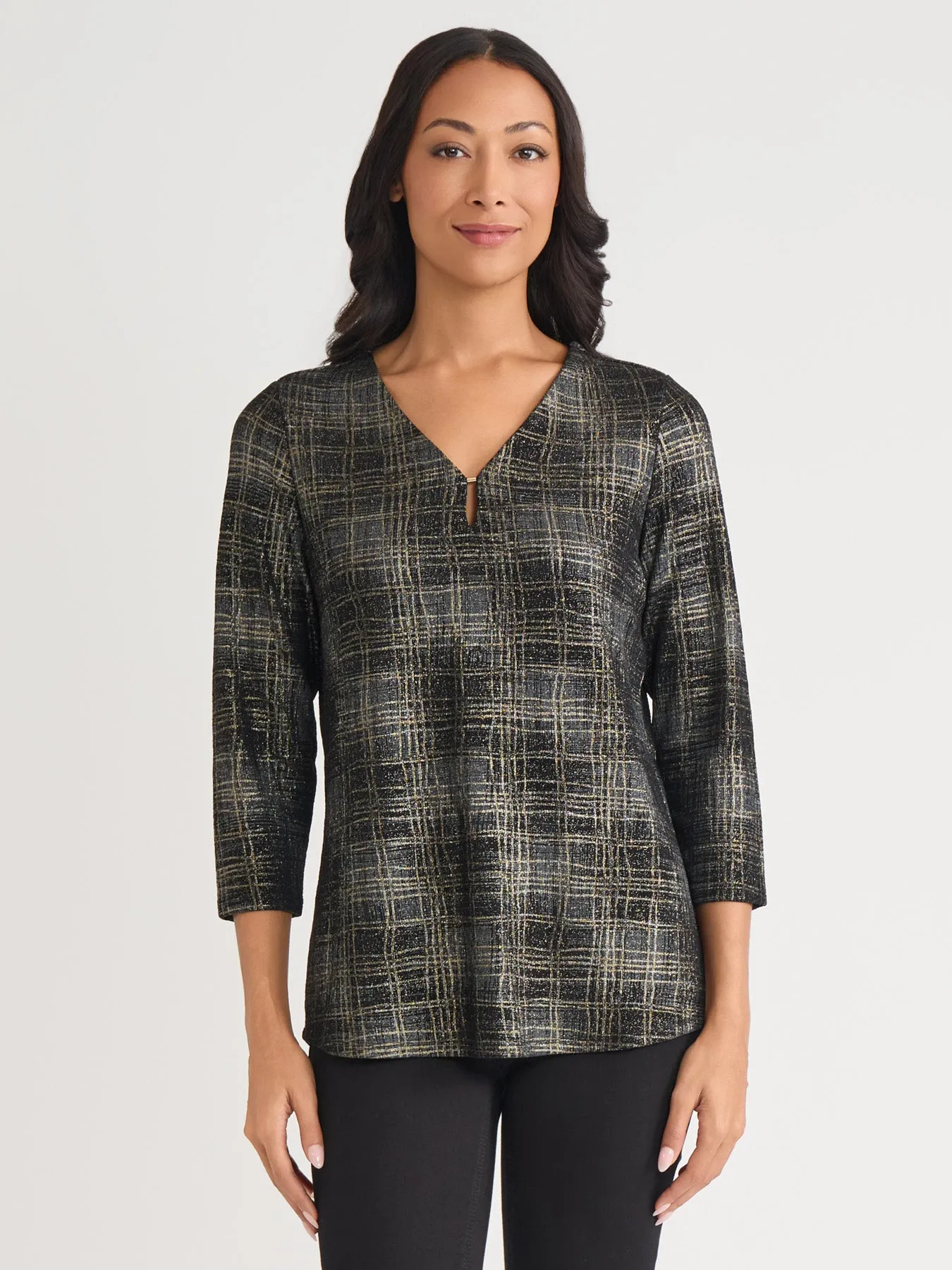 Petite Shimmer Keyhole Neckline Top sold by Jones New York