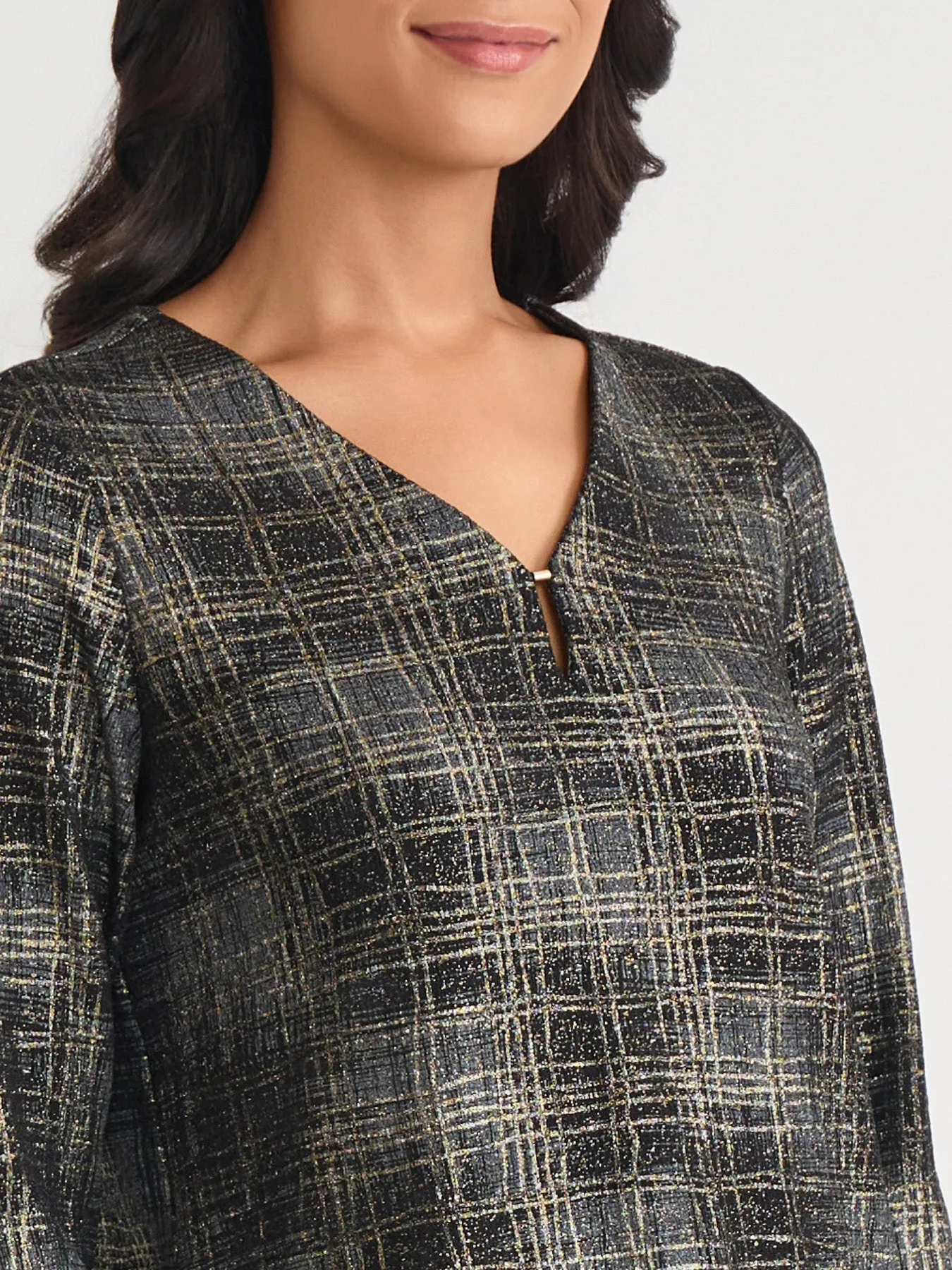 Petite Shimmer Keyhole Neckline Top sold by Jones New York product image thumbnail 3